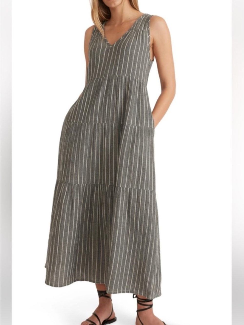 Marine Layer women’s medium corinne gauzy cotton tiered dress.Sz M